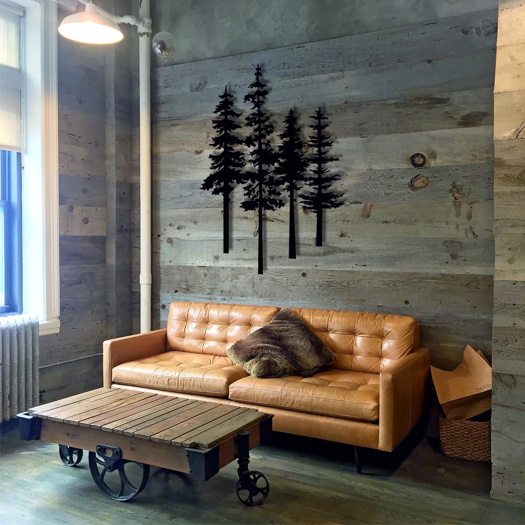 Pine Trees Metal Wall Art , Forest Metal Wall Decor, Jungle Wall