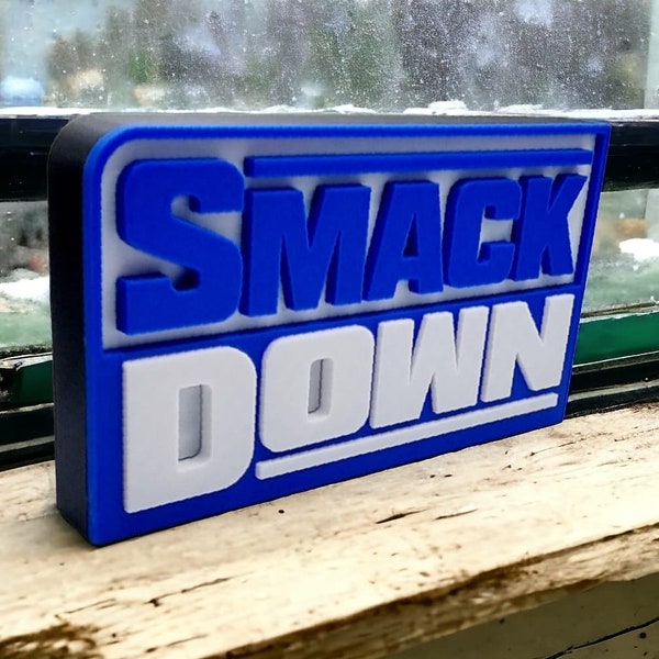 WWE / WWF Smackdown free standing logo. Size 4in x 7in.
