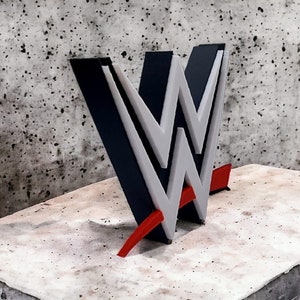 WWE Logo free standing logo. 3D printed. 4.5in x 4.5in