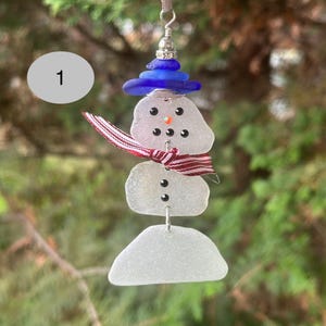 Sea glass snowman ornament