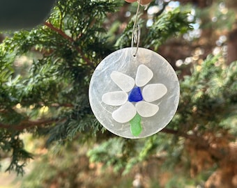 Sea glass flower ornament