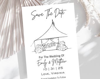 Hand Drawn Save the Date Invitation, Custom Micro Wedding Announcement, Sketch Engagement Card, Scribble Minimalistic Wedding Invite