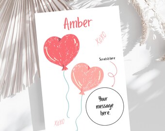 Personalized Scratch Off Card, Custom Message, Surprise Gift, Birthday, Anniversary, Valentine's Day
