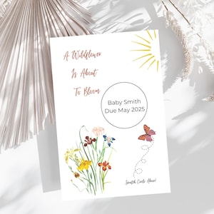 Expecting Baby Pregnancy Announcement Scratch Off Reveal Card, Custom Wildflower Gender Reveal Ideas, Lotto Scratch Card