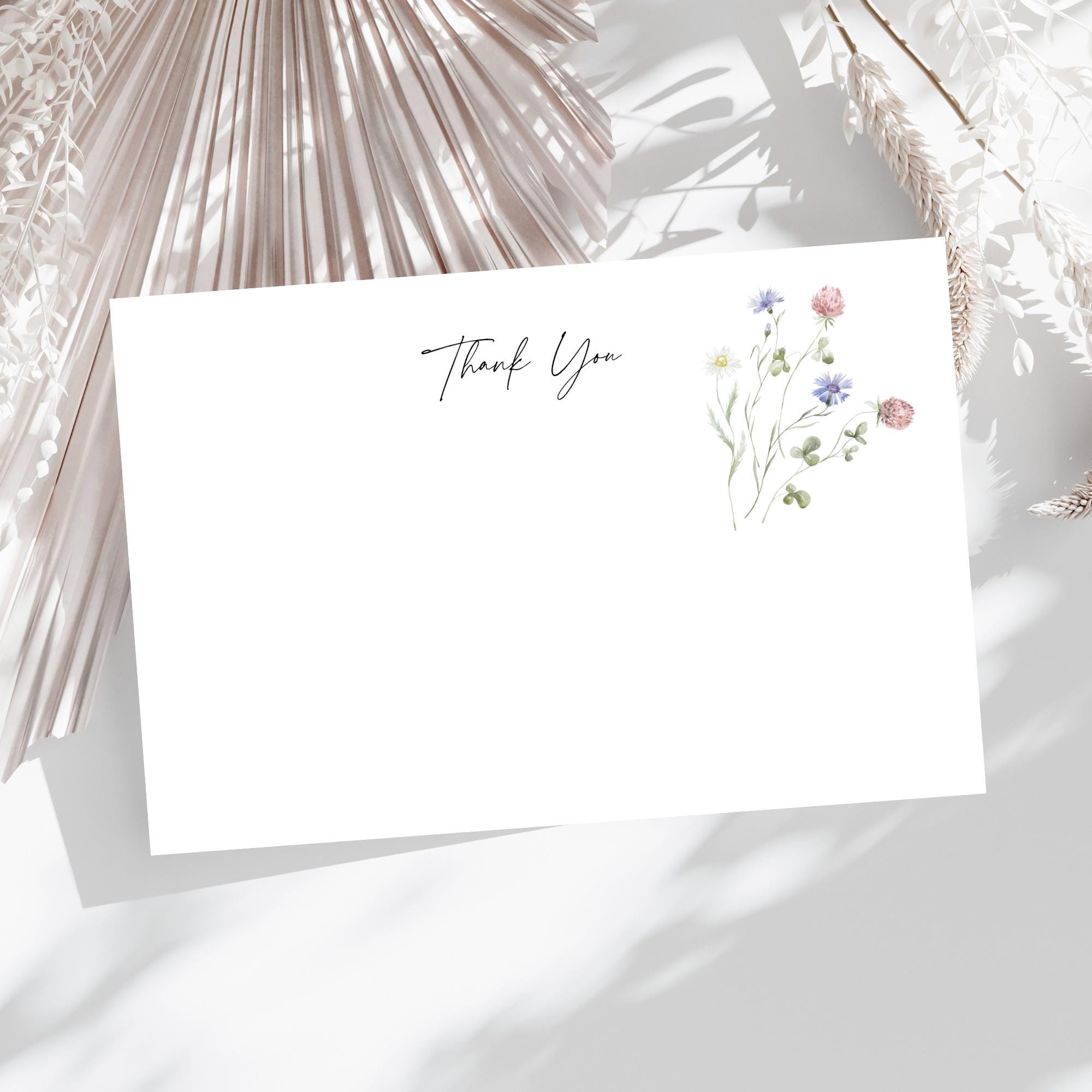 Floral Thank You Cards, Watercolor Wildflower Note Cards, Blank ...