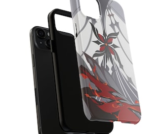 Funda para teléfono resistente de 2 capas resistente a impactos Genshin inspirada en Arlecchino / iPhone