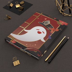 Hu Tao Hat and Boo Tao Aesthetic Inspired Traditional Hardcover Journal
