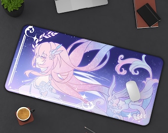 Cyrene Fanmade Namecard Inspired Desk Mat, Honkai Star Rail Mem Memosprite Amphoreus Artwork Mousepad