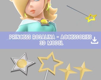 3D File | Princess Harmony Rosalina Brooch, Earrings and Magic Wand