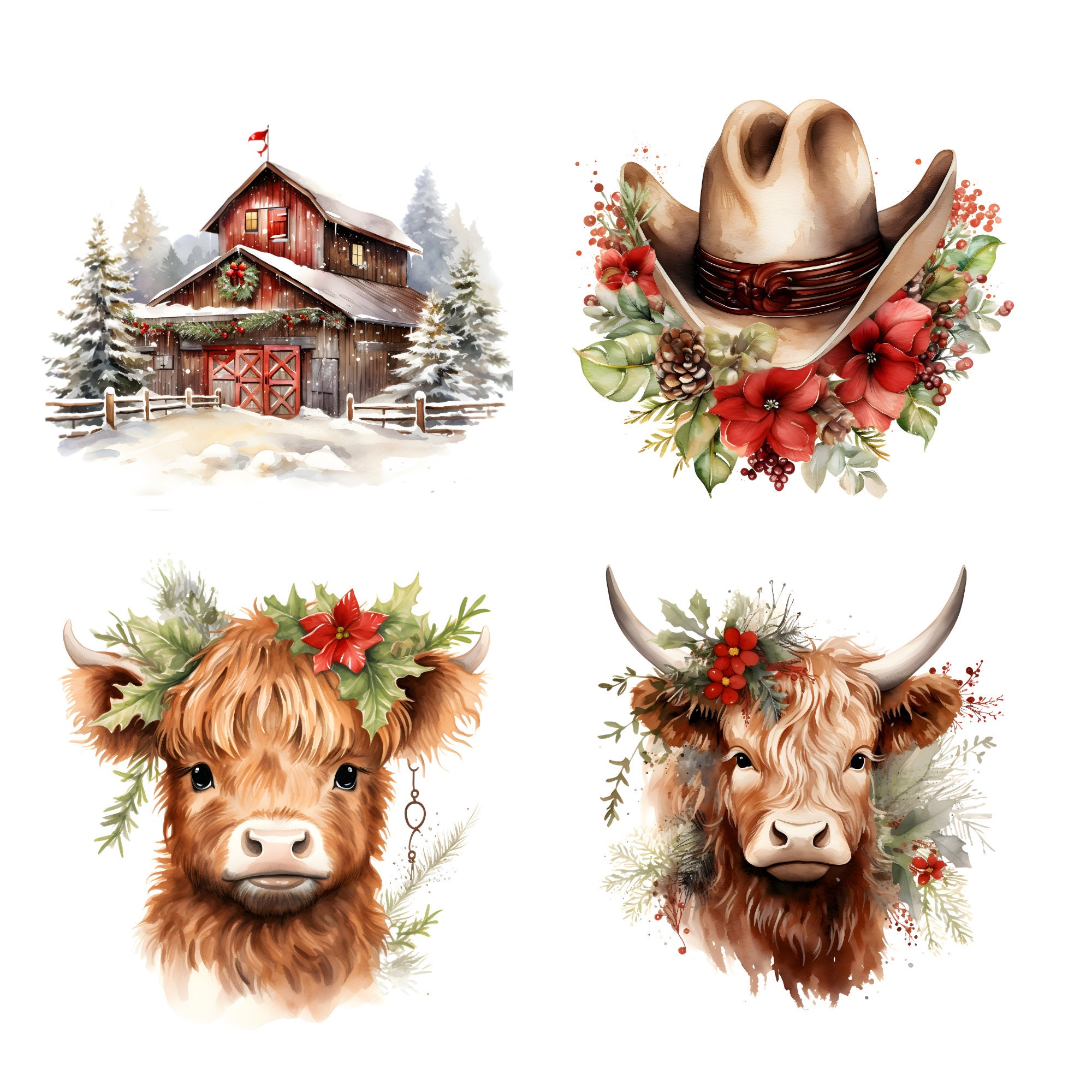 Western Christmas Clipart Christmas Clipart Commercial Use Western