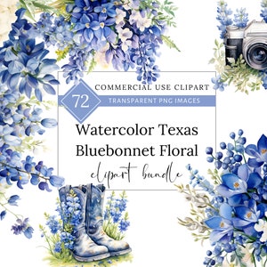 Akwarela bluebonnet clipart, Texas Bluebonnet Floral Clipart, Spring Graphics Transparent PNG, Seamless Patterns, Wildflower PNG Bundle
