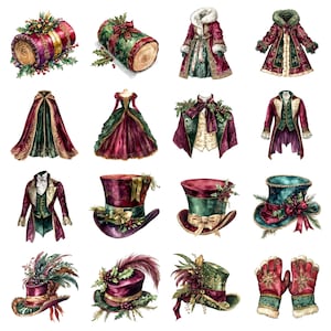 Regency Graphics Watercolor Traditional Regency Era Christmas Clipart Bundle, Victorian ...