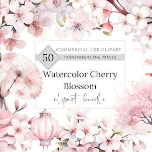 Aquarell Kirschblüte Clipart Bundle, Blumen Aquarell PNG, Sakura Clipart Clipart, Hochzeit Clipart, kommerzielle Nutzung, Junk Journals