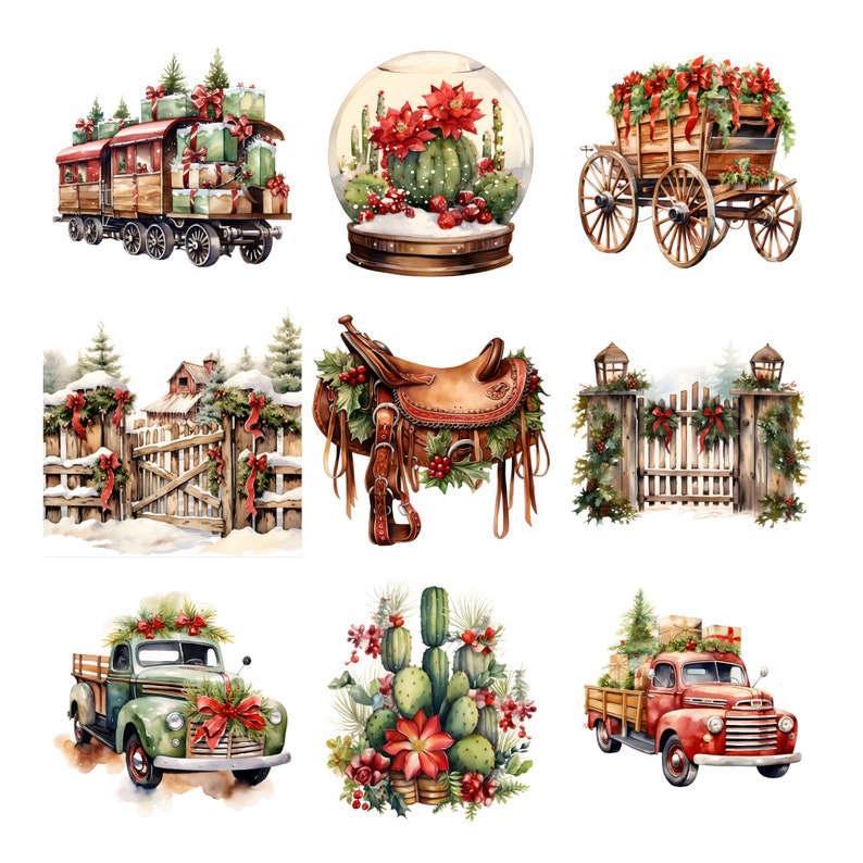 Western Christmas Clipart Christmas Clipart Commercial Use Western