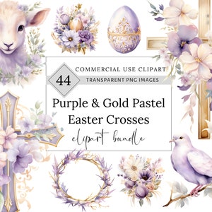Aquarell Lila Ostern Christian Cross Clipart, religiöse Grafik png, Auferstehung svg, Taufe Illustration Niedliche Lamm Ostereinladung