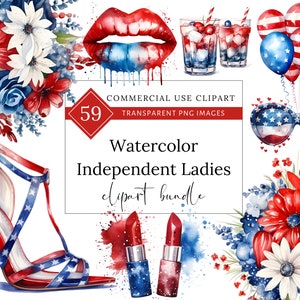 Aquarel 4 juli onafhankelijkheid dames clipart bundel, American Pride, patriottische vrouwen svg, Veteranendag, Memorial Day png commercieel gebruik