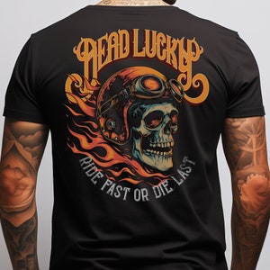 Biker Skull T-Shirt Kurzarm T für Männer, Vintage, Gothic Fashion Skull Crossbones Metal Punk Pirat Biker Rock, Geschenk für ihn, schwarz, papa