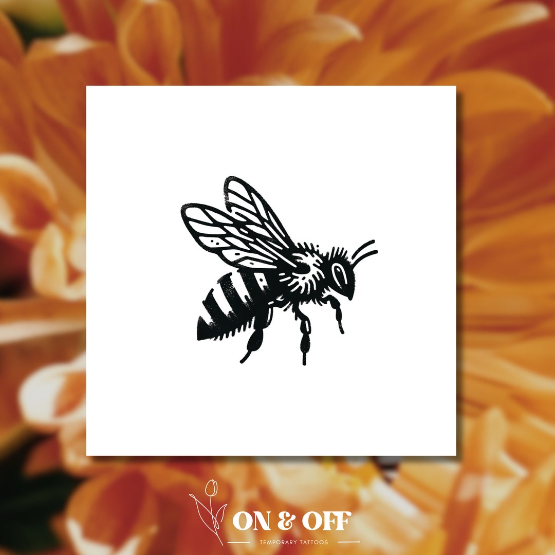 Tiny Temporary Tattoo Bee Tattoo Pack X 9 Units Minimalist Bumble Bee