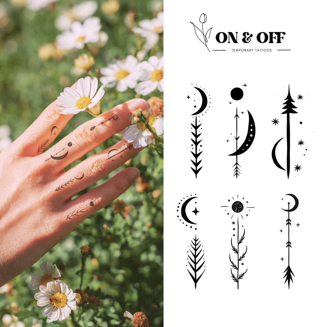 Temporary Finger Tattoo Wilderness Tattoo Pack X 12 Units Minimalist