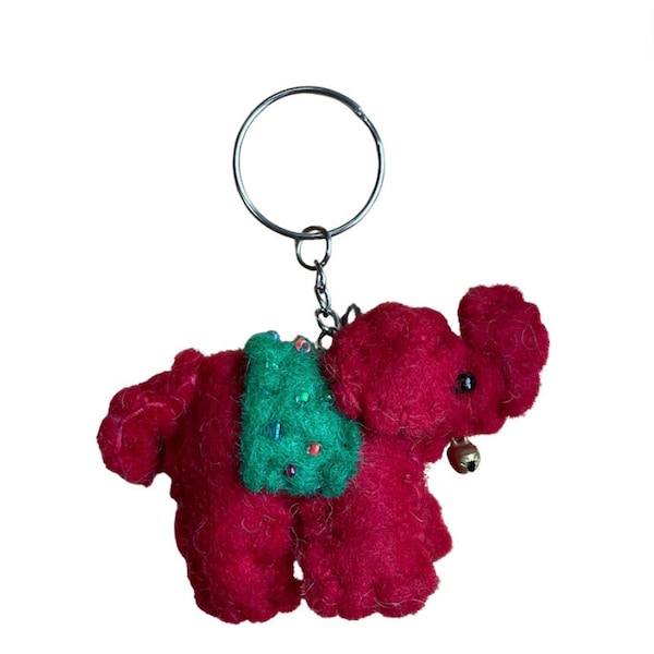 Felted Wool Elephant Keychain (3 Pack)