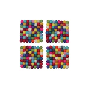 Felted Wool Ball Coaster (4 Pack)