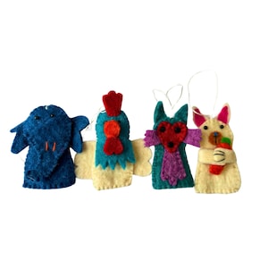 Felted Wool Animal Finger Puppets (4 Pack)