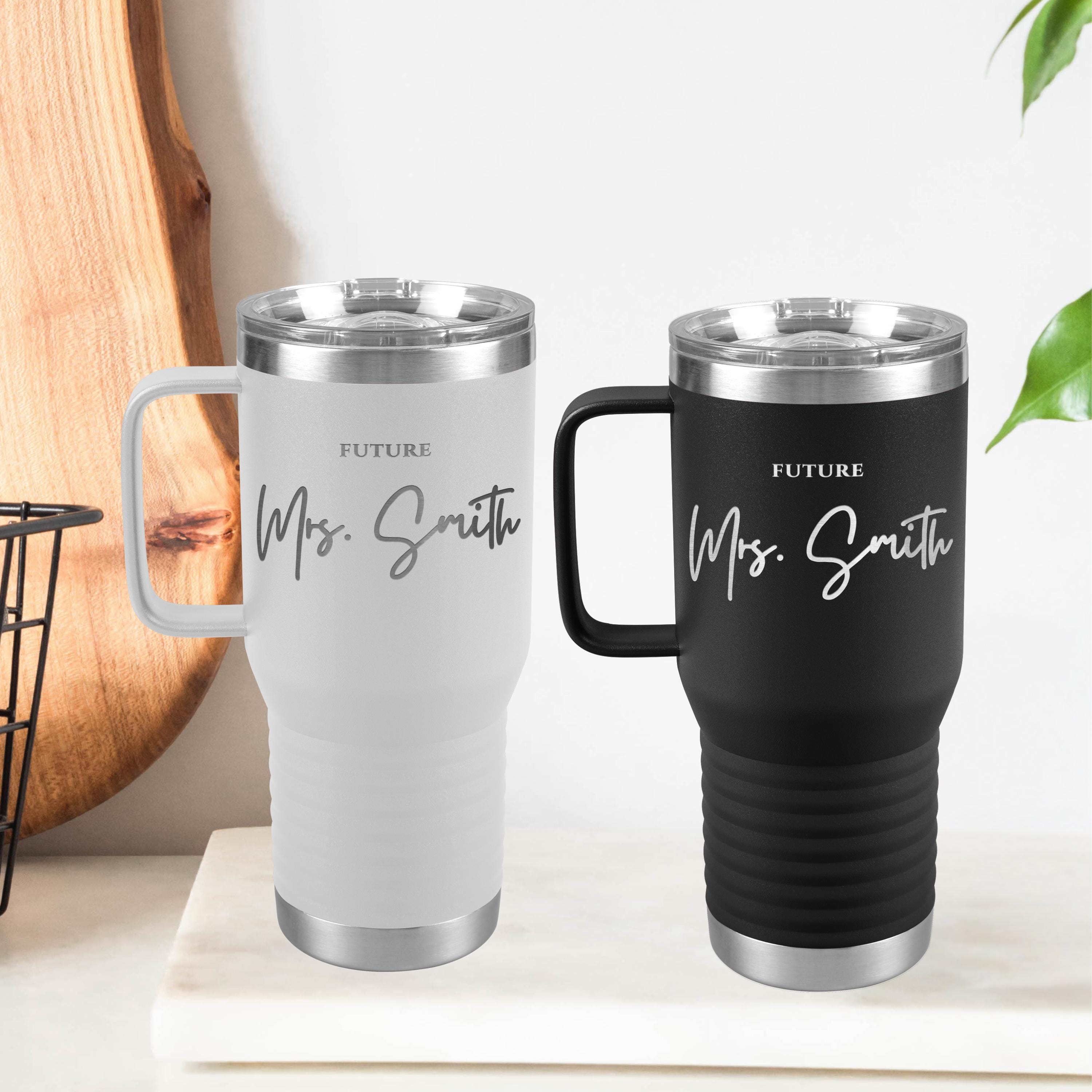 Personalized Future Mrs. Tumbler Custom Engagement Gift For Her Laser Engraved Bridal Tumbler With Handle Bride Gifts Ideas Fiancée Gift