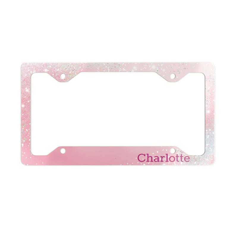 Pink License Frame Glitter Pink Metal Custom Name License Plate Frame Girly Car ...