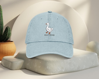 Silly Goose Embroidered Denim Hat Funny Gift For Duck Lovers Cap Goose Lovers Funny Aesthetic Dad Cap Adjustable Baseball Hat Trendy Goose
