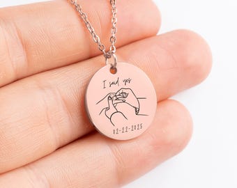 Wedding Personalized Gold Necklace Custom Engraved Anniversary Gift For Her Engagement Wedding Gift Newlywed Gift For Couples I Said Yes