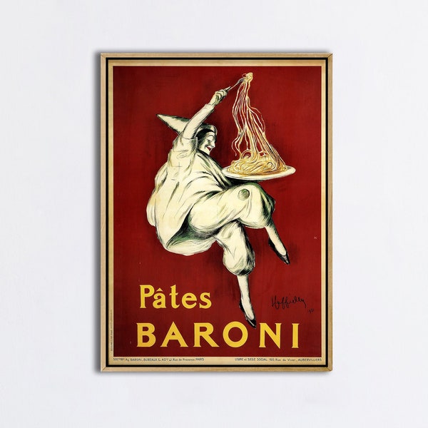 Vintage comida italiana pasta francesa pates baroni por Cappiello cocina restaurante pared arte decoración