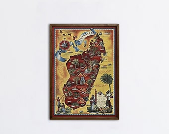 Vintage Map of Madagascar| Old Madagascar Map Print| Madagascar Wall Art| Canvas Wall Art| Madagascar Vintage Poster