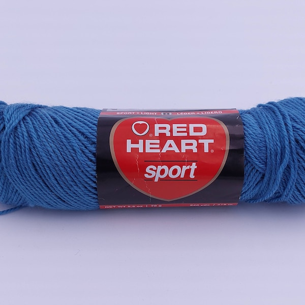 Vintage Red Heart Sport yarn in Wedgewood Blue #816 - 2.5 oz, 3 ply NEW