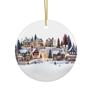 Christmas Village Decor Ceramic Ornament, Holiday Gift, Tree Decoration, Scandinavian Norwegian Swedish, Christmas Ornament, Holiday Decor