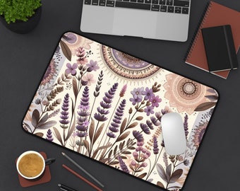 Lavender Desk Mat 2 | Cottagecore Mouse Pad | Botanical Desk Mat | Nature Desk Mat | Cute Desk Mat | Plant Desk Mat | Boho Desk Mat