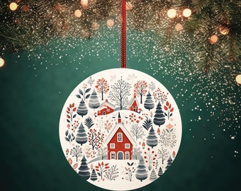 Scandinavian Christmas Ornament | Swedish Christmas | Norwegian Christmas | Winter Wonderland | Christmas Village