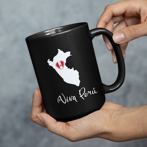 Viva Peru Mug | Peruvian Coffee Mugs | Peru Mugs | Peru Travel Mug | 15oz Coffee Cups | Ceramic Peru Mugs