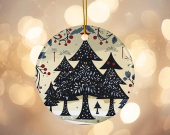 Ceramic Ornament, Christmas Tree Ornament, Holiday Ornament, Winter Wonderland Ornament, Scandinavian Decor, Christmas Decor