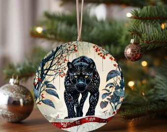 Black Panther Illustration Ceramic Ornament