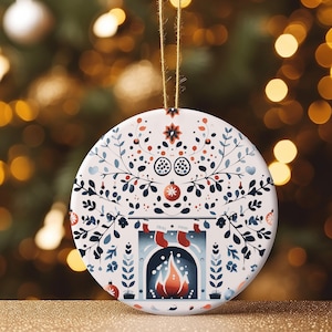 Ceramic Ornament: Scandinavian Christmas Decor, Swedish Norwegian, Holiday Gift, Tree Decoration, Winter Wonderland - Christmas Ornament