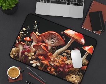 Mushroom Desk Mat 2 | Cottagecore Mouse Pad | Botanical Desk Mat | Nature Desk Mat | Cute Desk Mat | Plant Desk Mat | Boho Desk