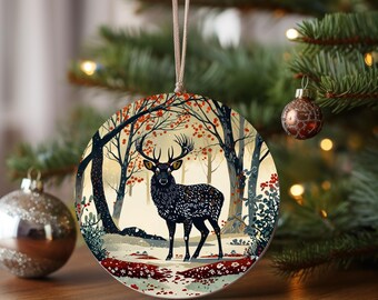 Woodland Stag Illustration Ornament | Ceramic Ornament