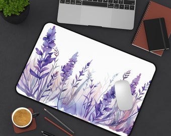Lavender Watercolor Desk Mat 3 | Cottagecore Mouse Pad | Botanical Desk Mat | Nature Desk Mat | Cute Desk Mat | Plant Desk Mat | Boho Desk