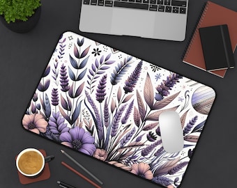 Lavender Desk Mat | Cottagecore Mouse Pad | Botanical Desk Mat | Nature Desk Mat | Cute Desk Mat | Plant Desk Mat | Boho Desk Mat