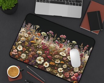 Wildflower Desk Mat | Cottagecore Mouse Pad | Botanical Desk Mat | Nature Desk Mat | Cute Desk Mat | Plant Desk Mat | Boho Desk Mat