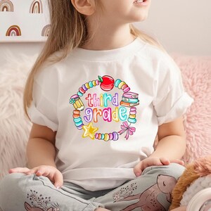 Personalized Back to School Kids Shirt, First Grade Shirt, Preppy 1st Grade Shirt for Girls, Elementary First Day Of School Outfit