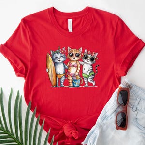 Funny Cats Swimsuits Summer Shirt, Women Summer Beach Shirt, Summer Vibes Tee, Summer Trip Shirt, Cute Cat Women Tshirt, Gift for Cat Lover