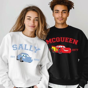 Disney Cars Characters Sweatshirt, Mcqueen Sally Sweatshirt, Cars Movie Crewneck, Personalized Friends Gift, Cartoon Couple Hoodie