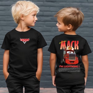 Doppelseitiges Retro Mack Truck Shirt, Pixar Mcqueen Cars Shirts, Disney Cars Paar T-Shirt, Familie Passendes Shirt, Boy Cars Geburtstag T-Shirt
