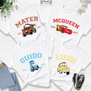 Car Movie Characters Couple Shirt, Lightning McQueen Sally Shirt, Personalized Friend Gift, Doc Hudson Luigi Guido, Cartoon Funny TShirt